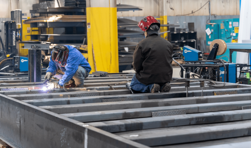 base being welded together in manufacturing facility Acoustical Sheetmetal Company