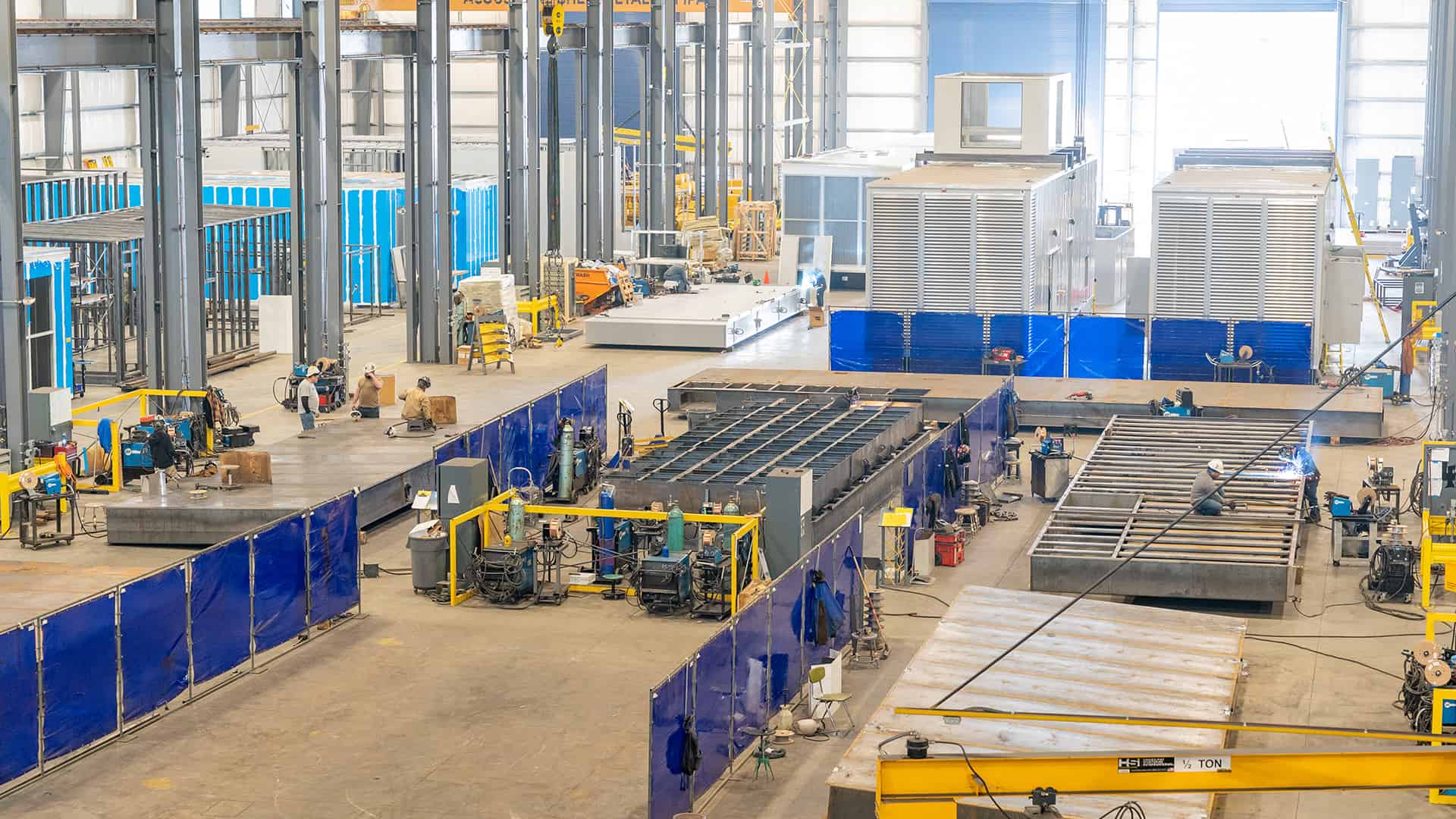 interior wide shot of Acoustical Sheetmetal Company Hudome Way manufacturing facility